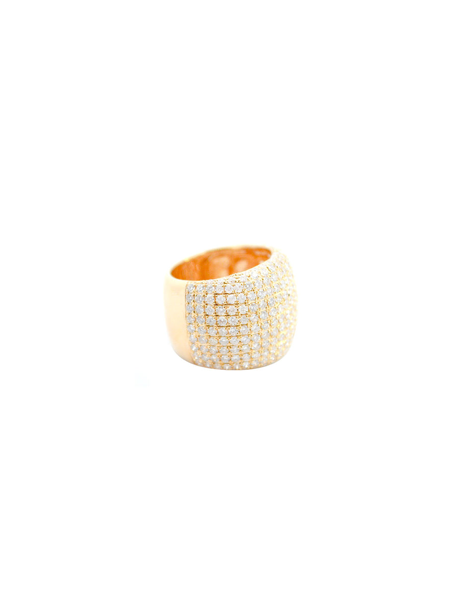 3.65ct Diamond 18K Gold Large Pave Dome Ring