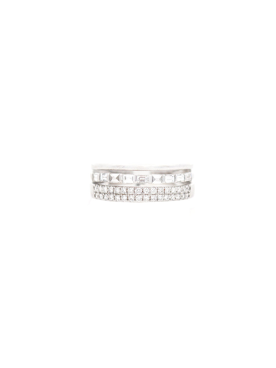 0.74ct Diamond 14K Gold Three Row Ring