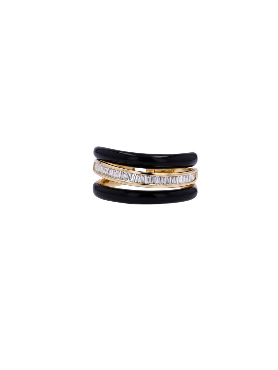 3.9ct Onyx Diamond 14K Gold Ring