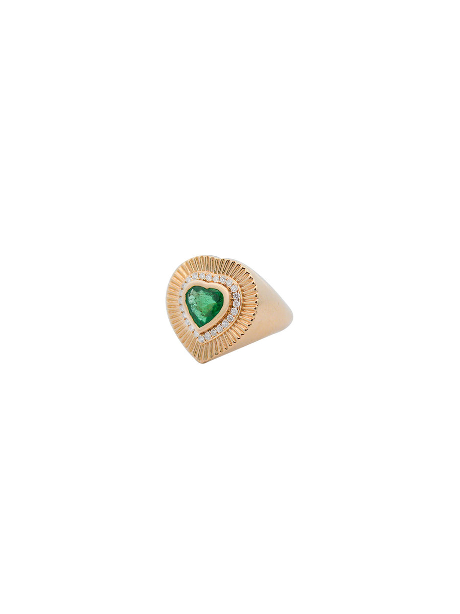 1.4ct Heart Emerald Diamond 14K Gold Heart Ring