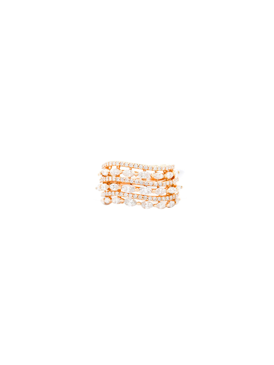 2.00ct Diamond 14K Gold Multi Row Ring