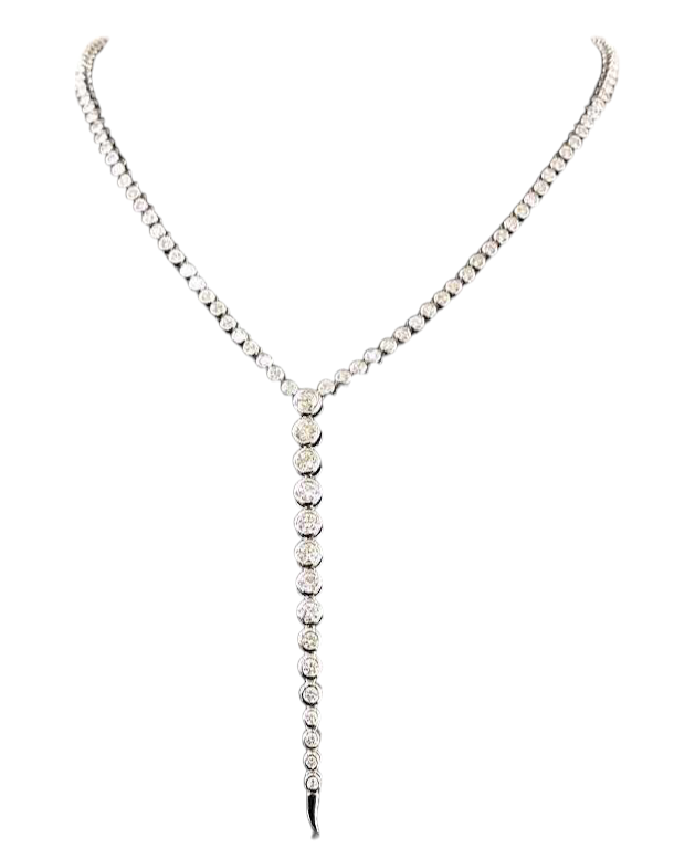 6.41ct Diamond 18K Gold Lariat Tennis Necklace