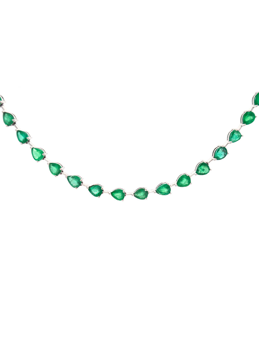 29.20ct Emerald 18K Gold Link Tennis Necklace