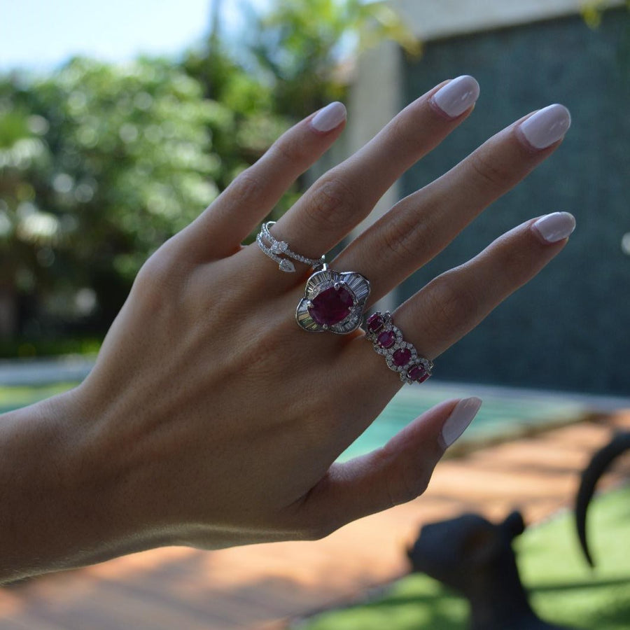 4.80ct Diamond Ruby 18K Gold Eternity Ring