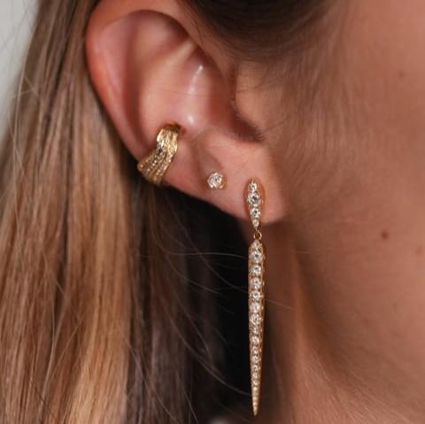 0.20ct Diamond 18K Gold Three Row Ear Cuff