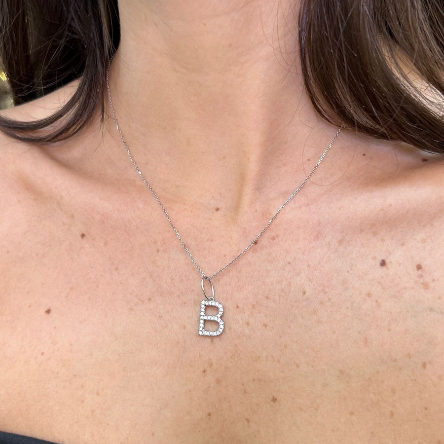 0.30ct Diamond 18K Gold Letter B Pendant