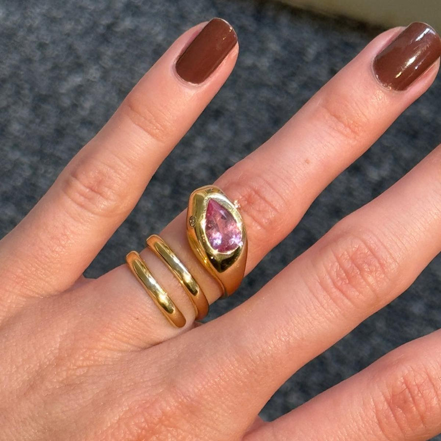 1.73ct Diamond Pink Tourmaline 18K Gold Spiral Snake Ring