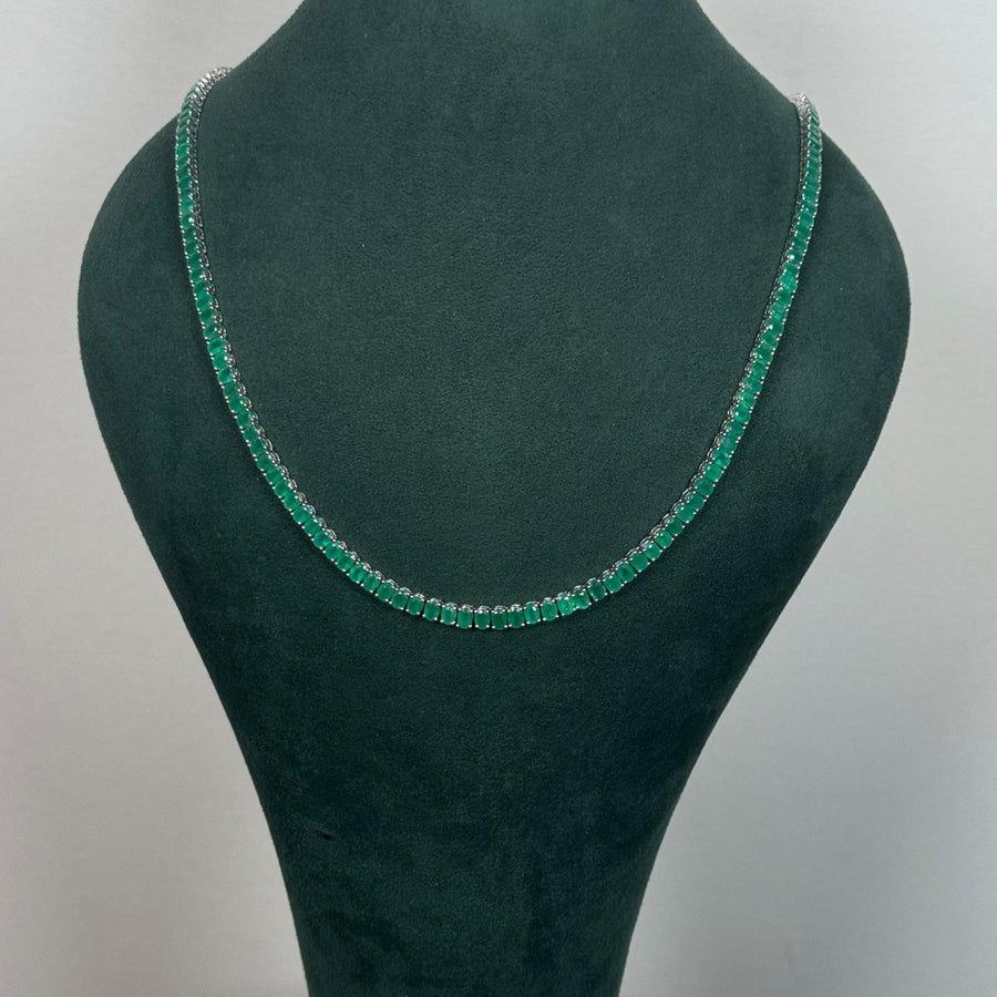 22.50ct Emerald 18K Gold Tennis Necklace 22''