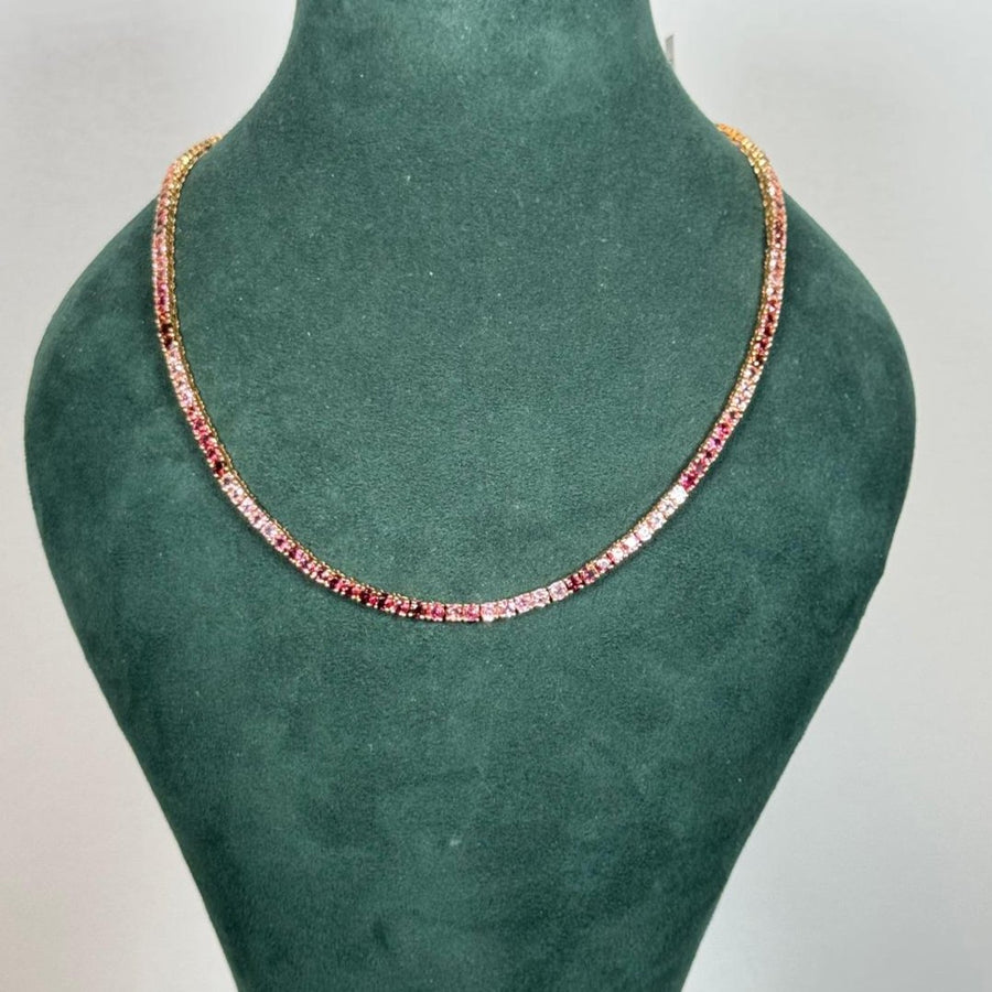 13.83ct Tourmaline 14K Gold Tennis Necklace