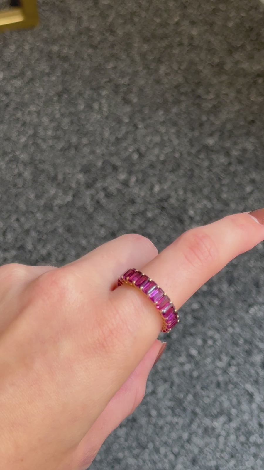 8.09ct Rhodolite Garnet 14K Gold Eternity Band Ring