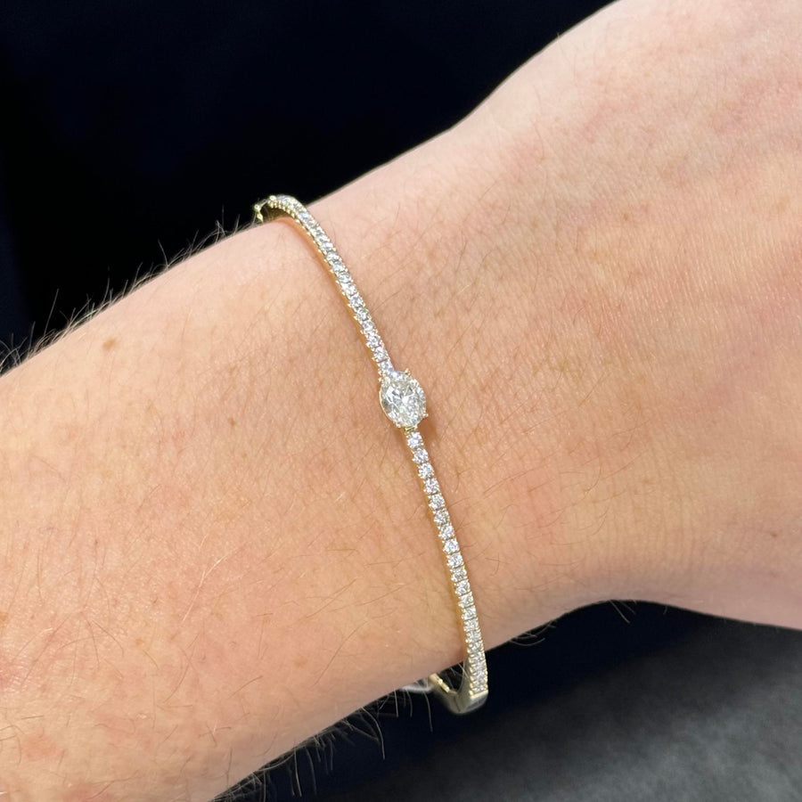 1.07ct Diamond 14K Gold Bangle Bracelet